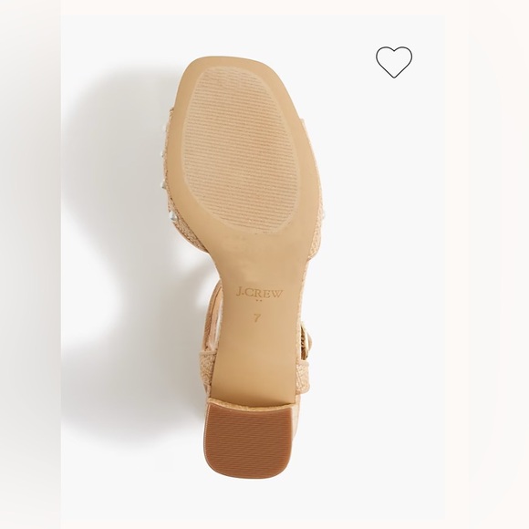 New in Box J. Crew Woven pearl heeled sandals in Toasted Woven Raffia - Picture 5 of 9